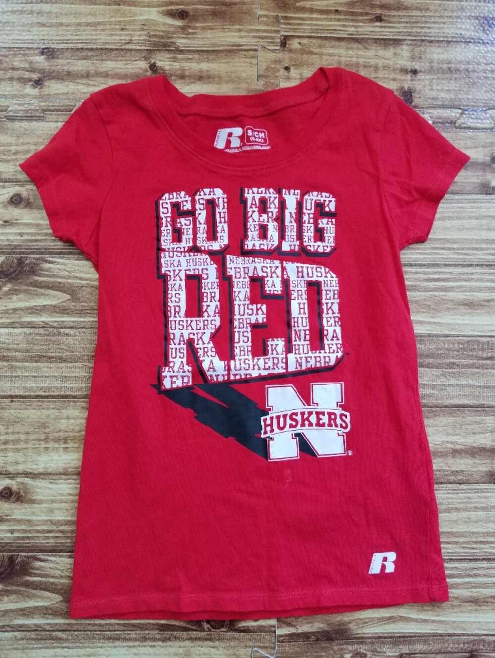 Russell Athletic Nebraska Cornhuskers Girls T-Shirt Go Big Red Size Small S 6-6X